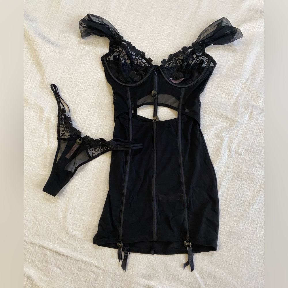 Valentina Voight Revenge Dress Black XS C/D Cup with Matching Thong Small
